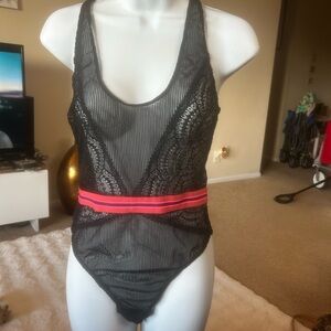 Pick 5 Victoria's Secret Black Mesh Coverup with Pink Accent